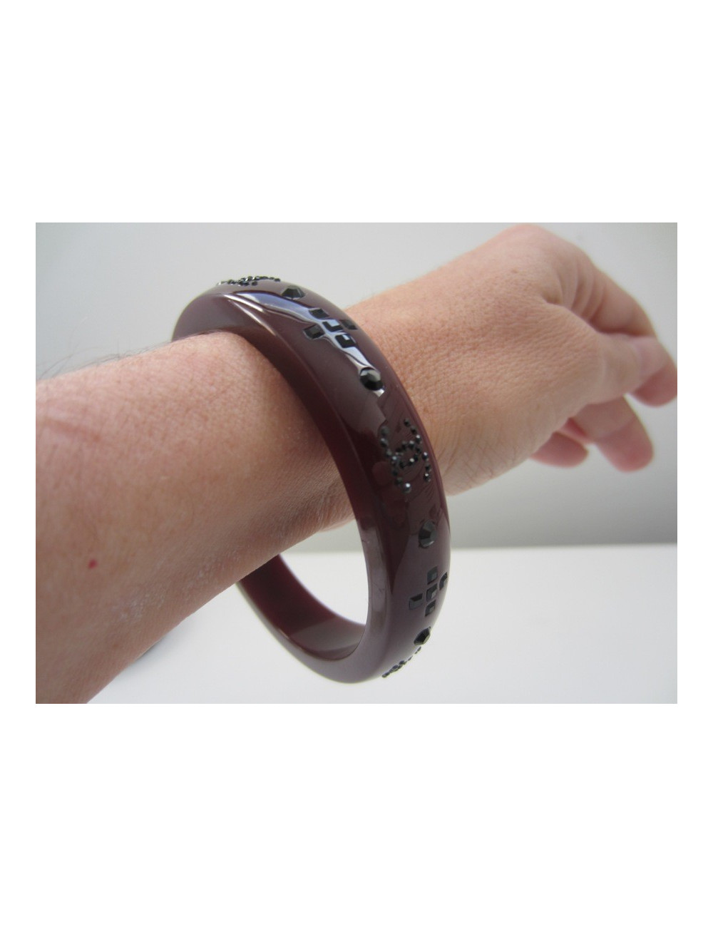 Bracelet pvc & strass bordeaux CHANEL