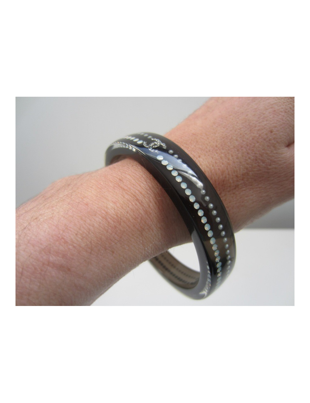 Bracelet noir & strass CHANEL