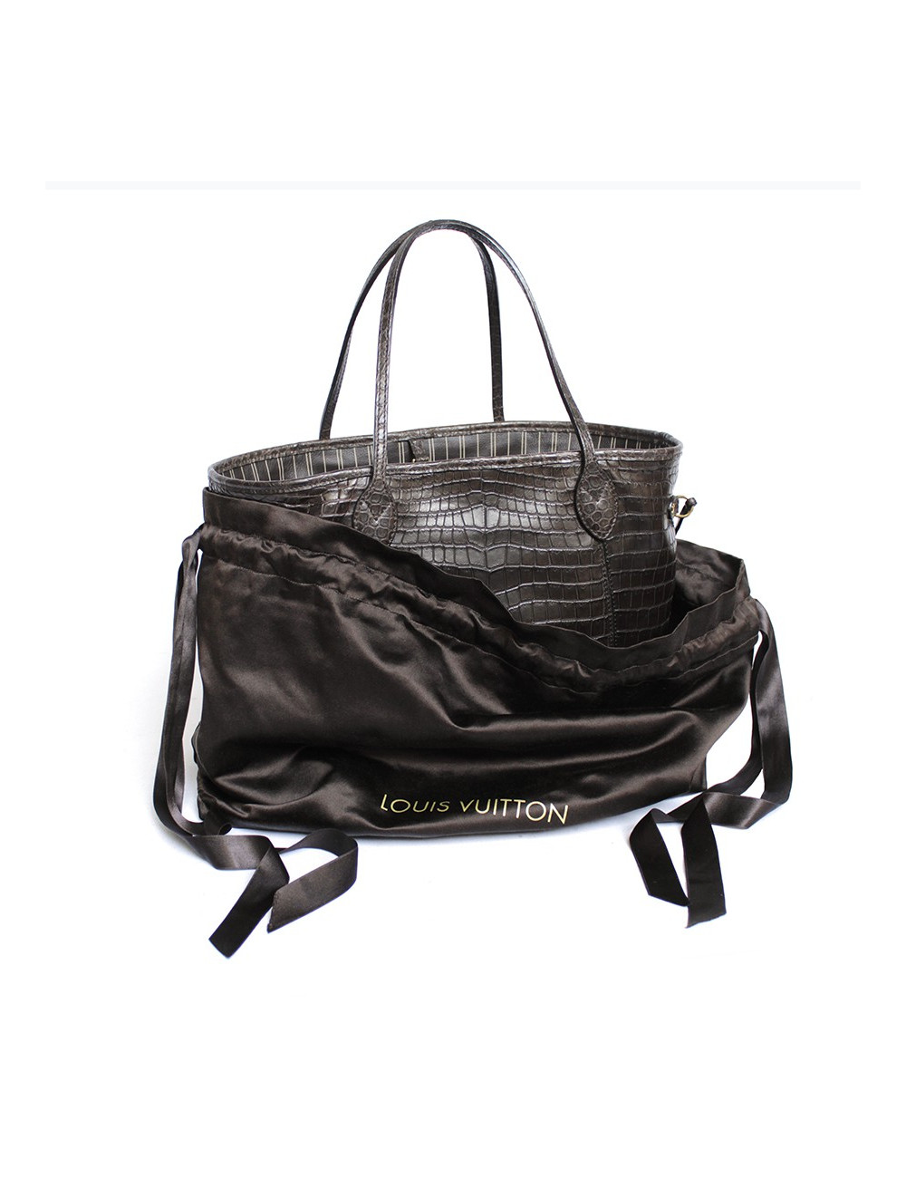 Sac "Neverfull" LOUIS VUITTON  matière alligator Sac "Neverfull" LOUIS VUITTON  alligator tabac mat souplr tabac mat souple