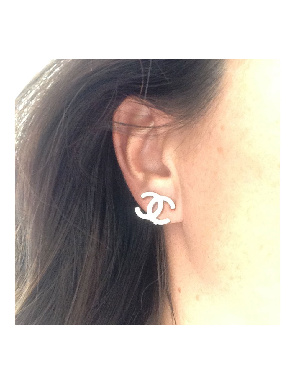 Clips d'oreille CHANEL CC en palladium
