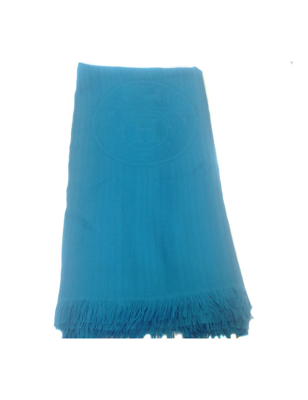 Etole HERMES bleue en jacquard de cachemire et soie 