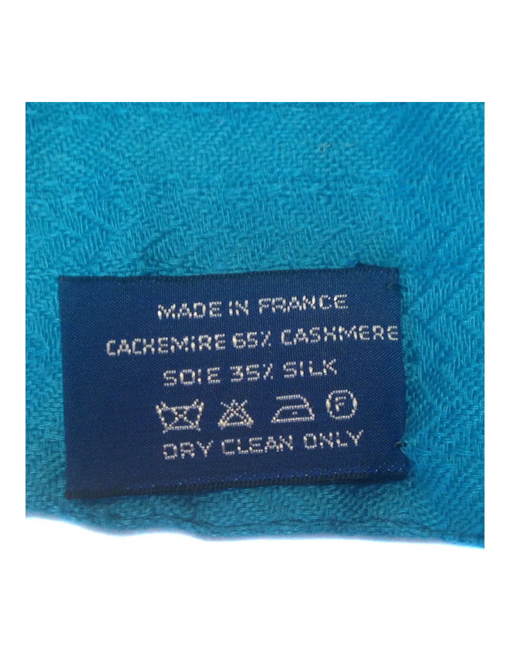 Blue HERMES scarf in cashmere jacquard and silk