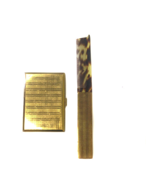 Porte-mini cigarettes et son peigne CHRISTIAN DIOR métal doré