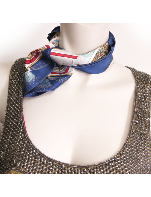 Foulard "Gavroche" HERMES  "Feux d'artifice" en soie 