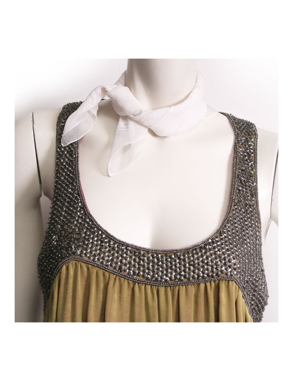 "Gavroche" HERMES beige silk scarf