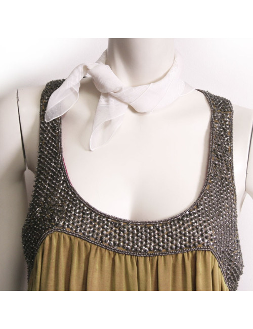 Foulard "Gavroche" HERMES en soie beige