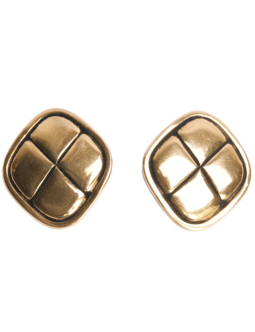 Clips d'oreille CHANEL matelassées dorées