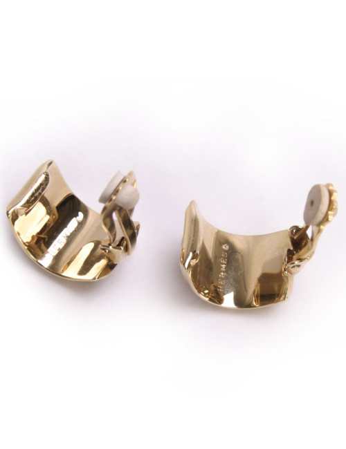 HERMES black and orange enamel ear clips