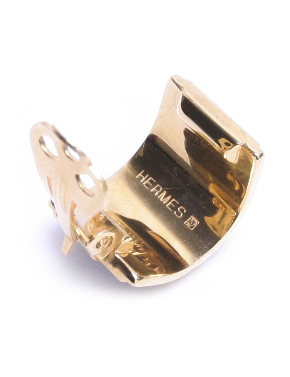 Clips of ear HERMES in gold and blue enamel