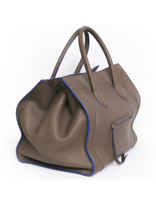 Bag "phantom square" CELINE leather oakum and blue borders