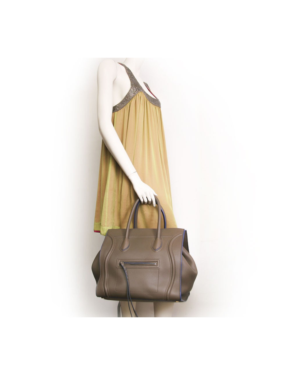 Bag "phantom square" CELINE leather oakum and blue borders