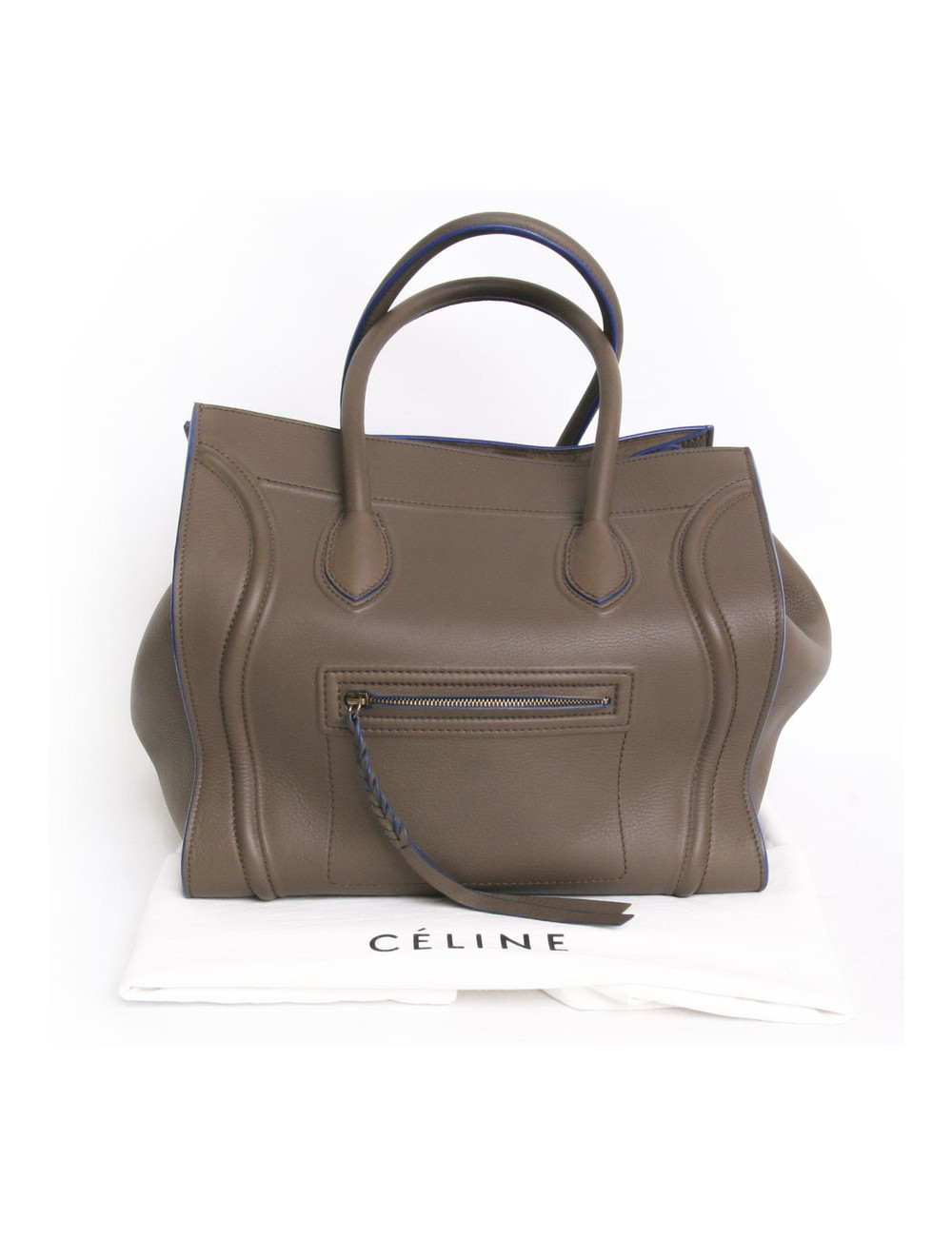 Bag "phantom square" CELINE leather oakum and blue borders