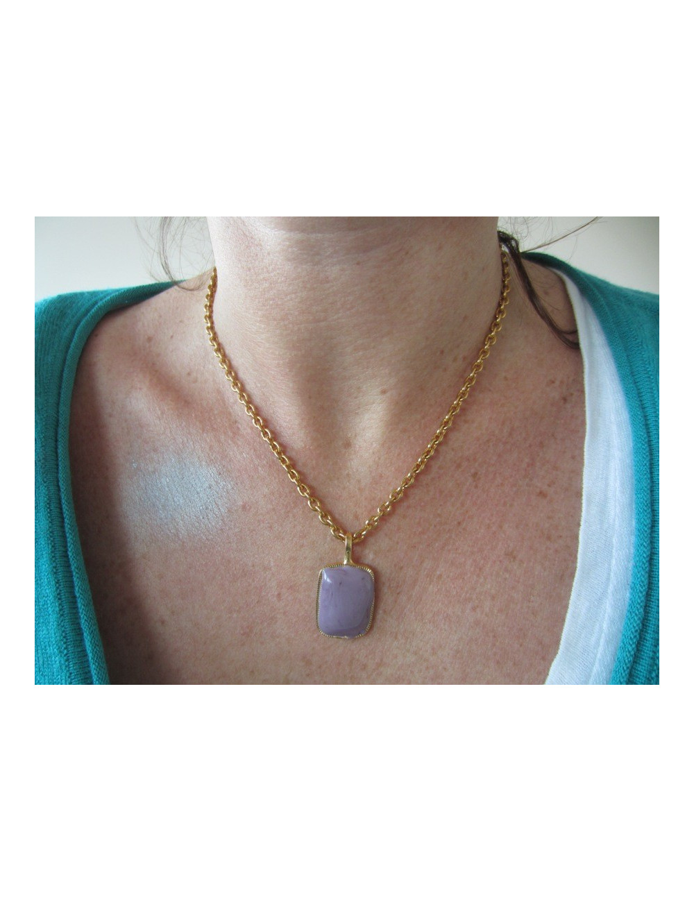 Mixed MARGUERITE of VALOIS purple glass pendant necklace