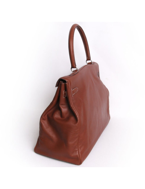 Sac Kelly Relax HERMES cuir lisse silkim fauve