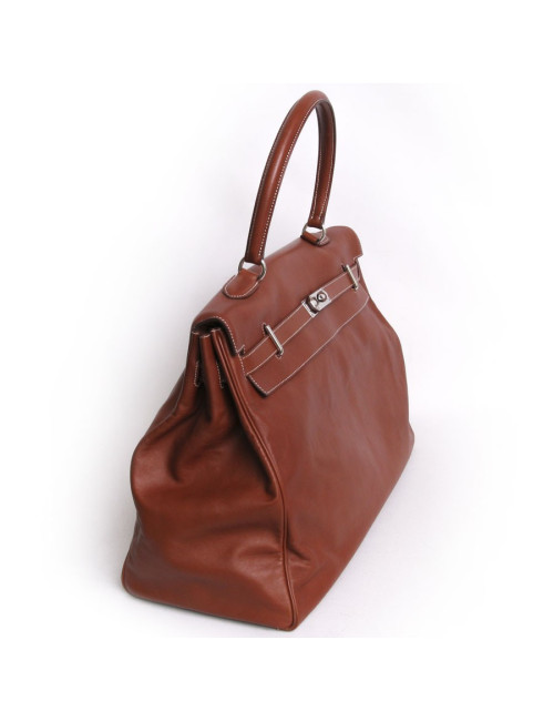 Sac Kelly Relax HERMES cuir lisse silkim fauve