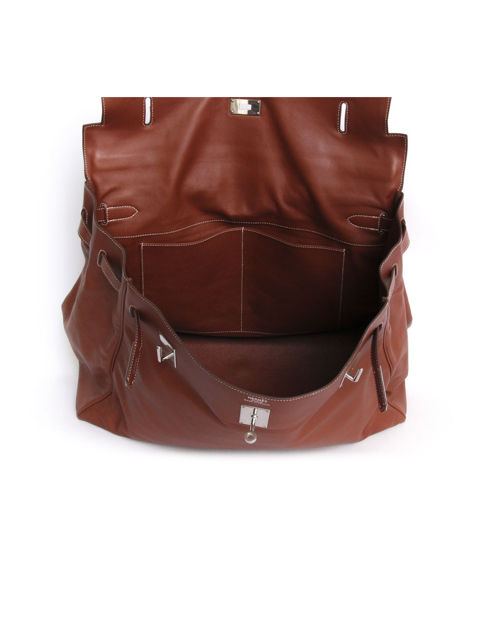 Kelly Relax HERMES leather bag smooth Fawn silkim