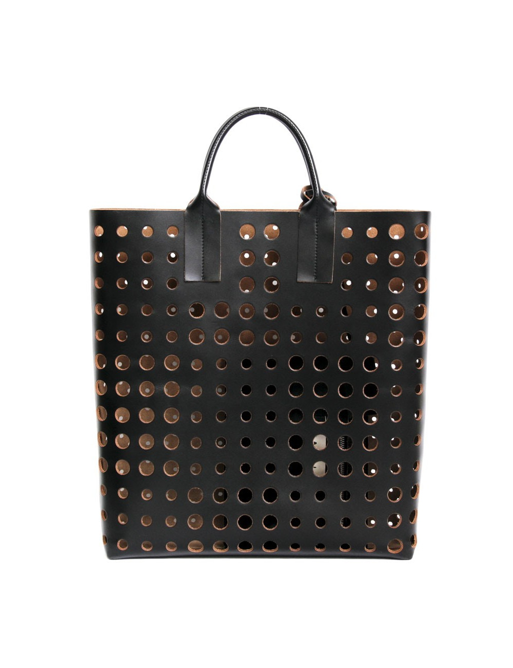 Cabas  MARNI en cuir  perforé  noir