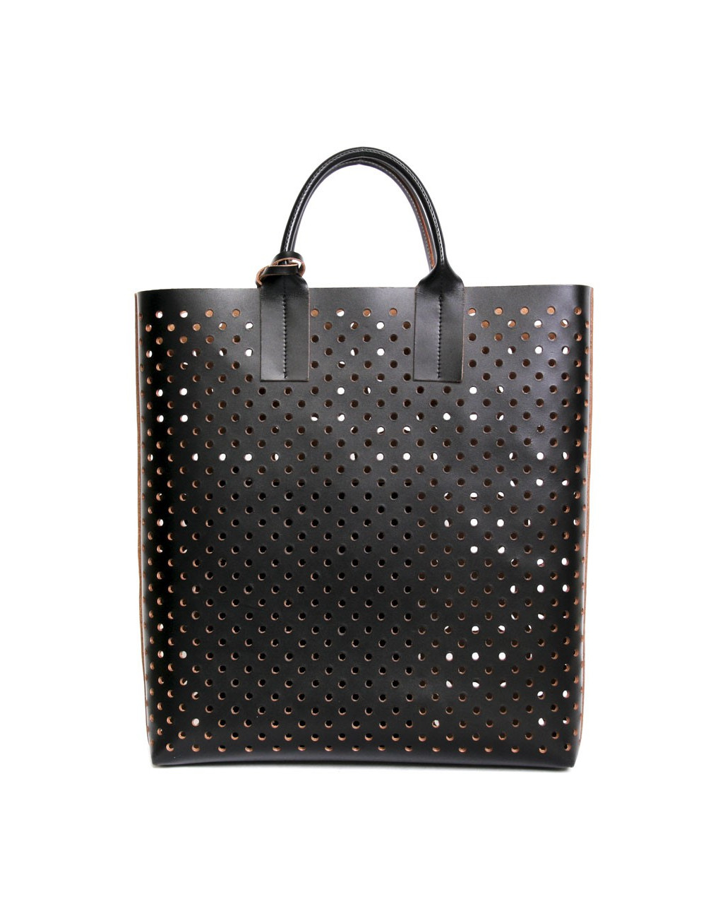 MARNI Tote Leather perforated black