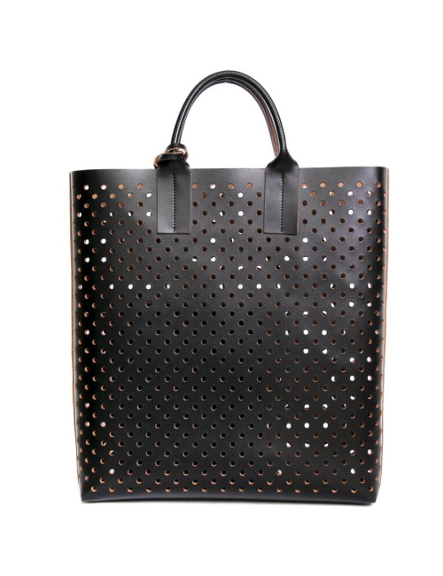 MARNI Tote Leather perforated black