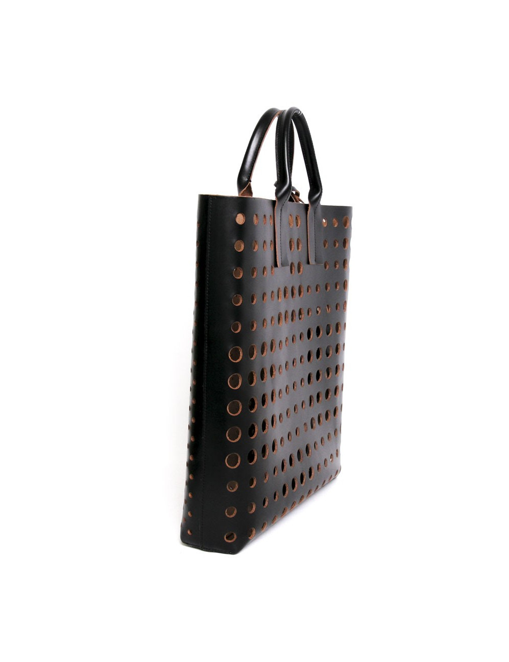 Cabas  MARNI en cuir  perforé  noir