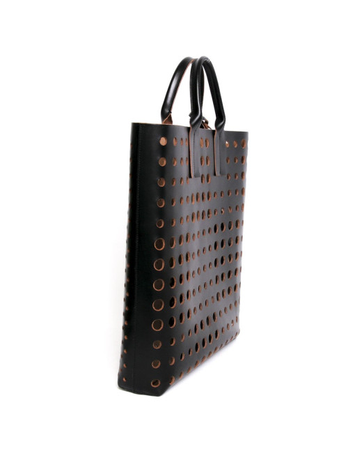 Cabas  MARNI en cuir  perforé  noir