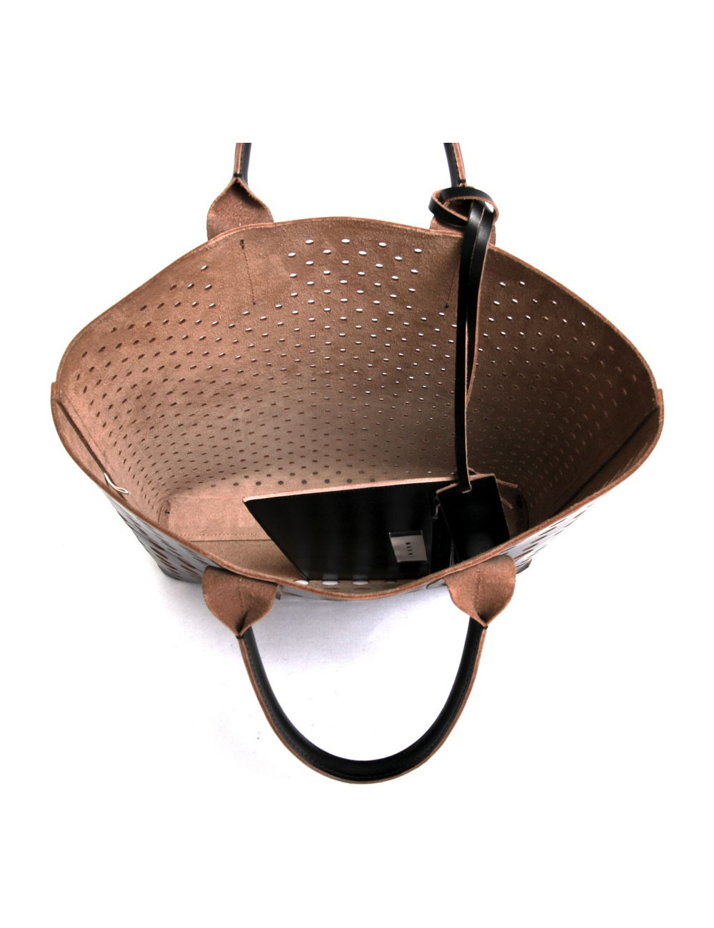 Cabas  MARNI en cuir  perforé  noir