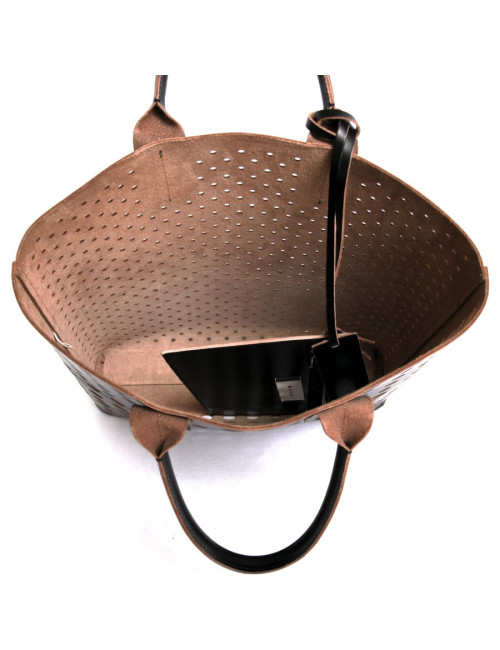 Cabas  MARNI en cuir  perforé  noir
