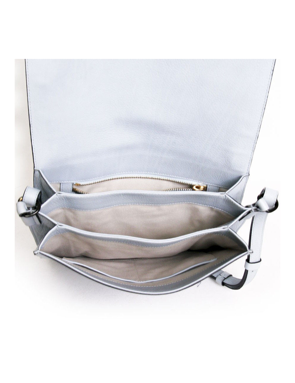 Besace SONIA RYKIEL en veau grainé bleu ciel 