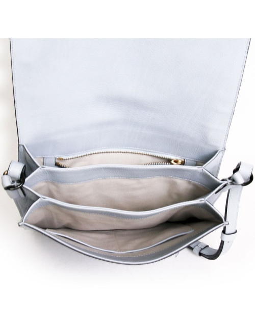 Besace SONIA RYKIEL en veau grainé bleu ciel 