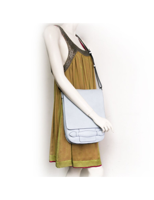 SONIA RYKIEL satchel in blue sky grained calf