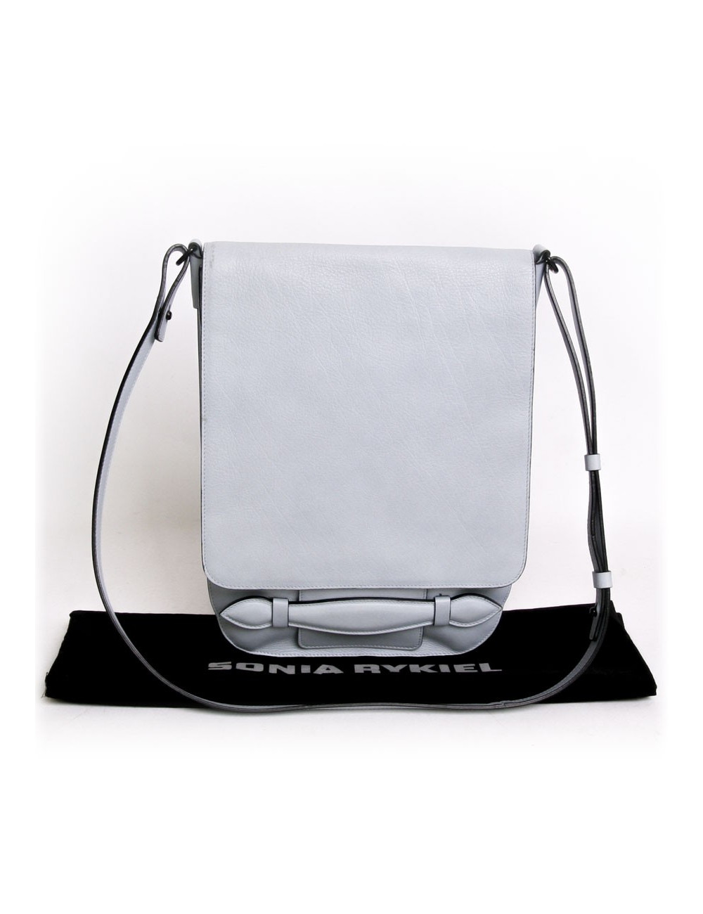 Besace SONIA RYKIEL en veau grainé bleu ciel 