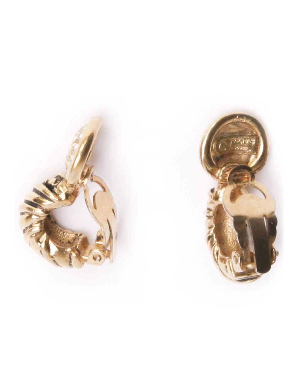 Clips d'oreille ROCHAS brillants doré vintage