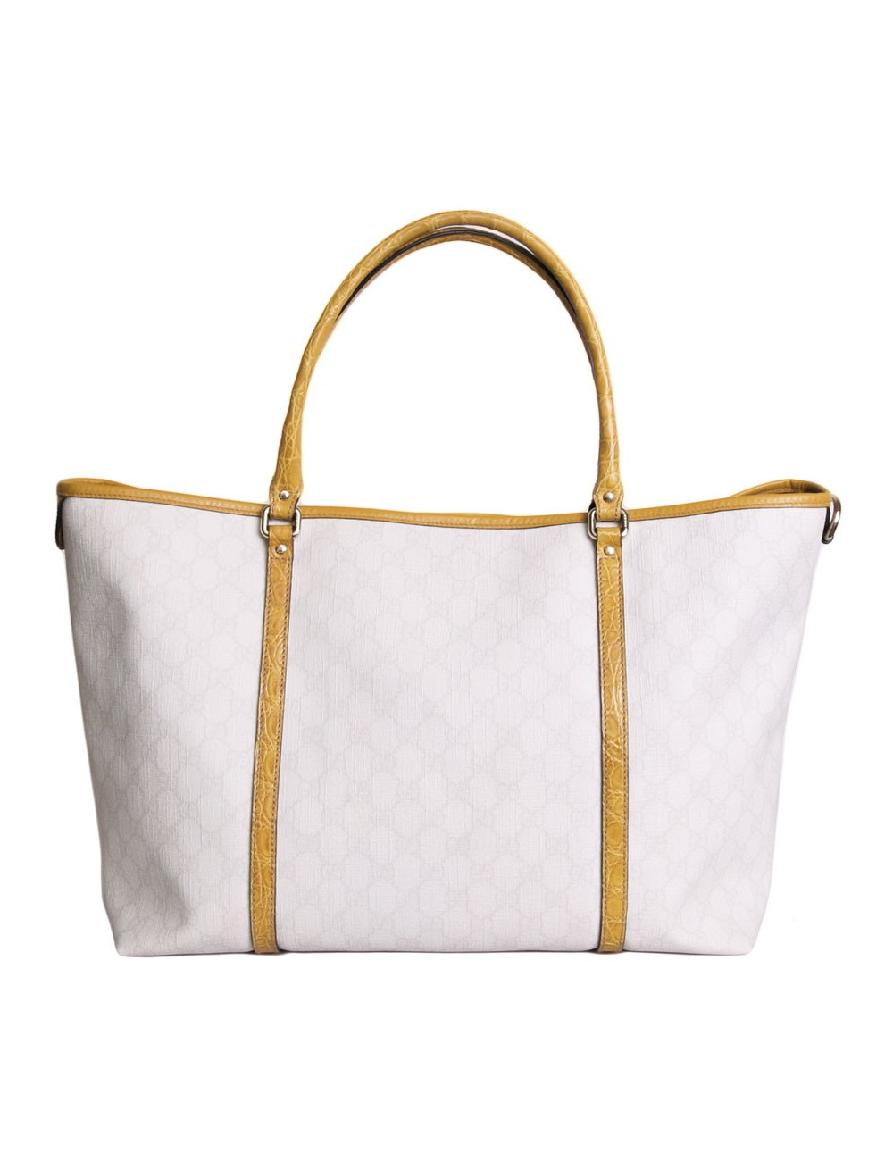 Bag GUCCI TOTE in canvas monogram and yellow exotic leather