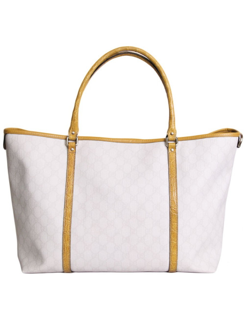Bag GUCCI TOTE in canvas monogram and yellow exotic leather