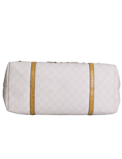 Bag GUCCI TOTE in canvas monogram and yellow exotic leather