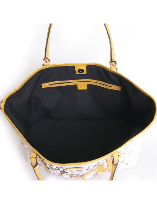 Bag GUCCI TOTE in canvas monogram and yellow exotic leather