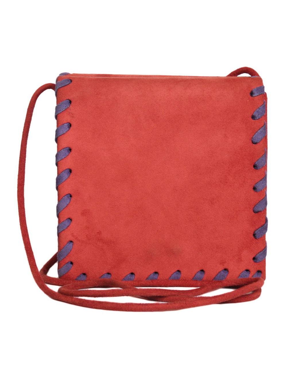 pochette YVES SAINT LAURENT en daim rouge et violet