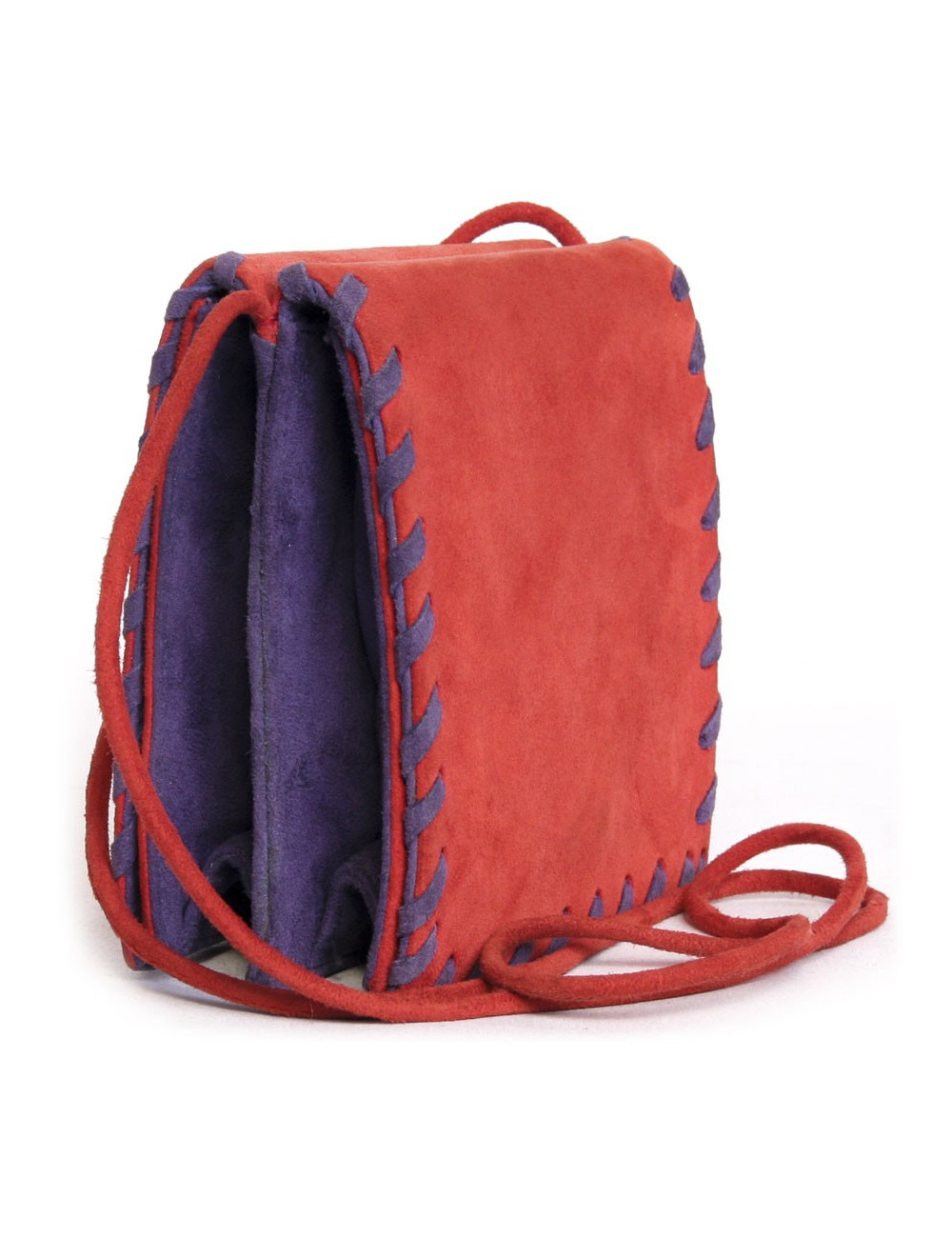 pochette YVES SAINT LAURENT en daim rouge et violet