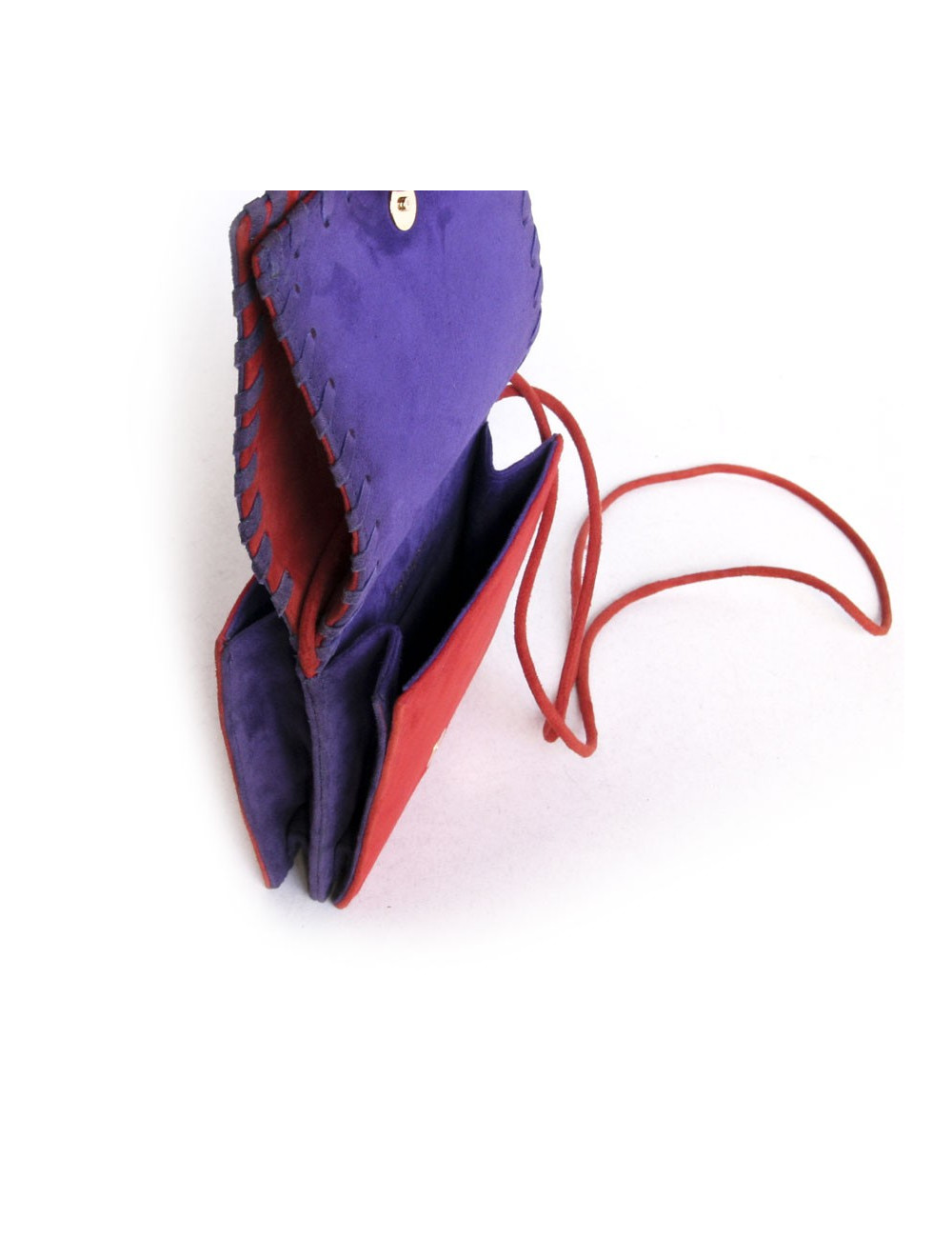 pochette YVES SAINT LAURENT en daim rouge et violet