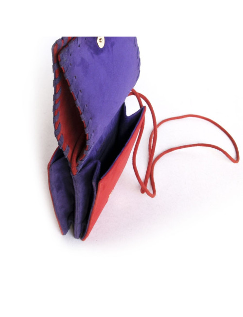 pochette YVES SAINT LAURENT en daim rouge et violet