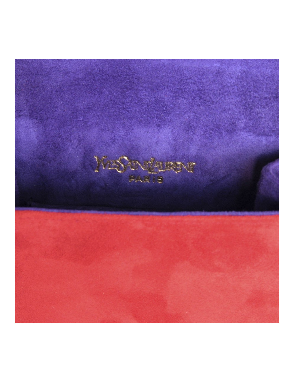 pochette YVES SAINT LAURENT en daim rouge et violet