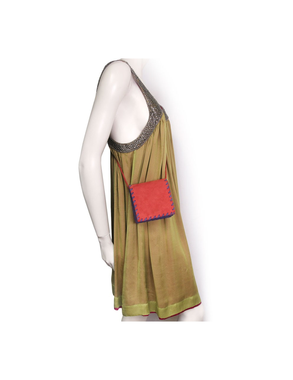 YVES SAINT LAURENT suede red and purple Vintage pouch