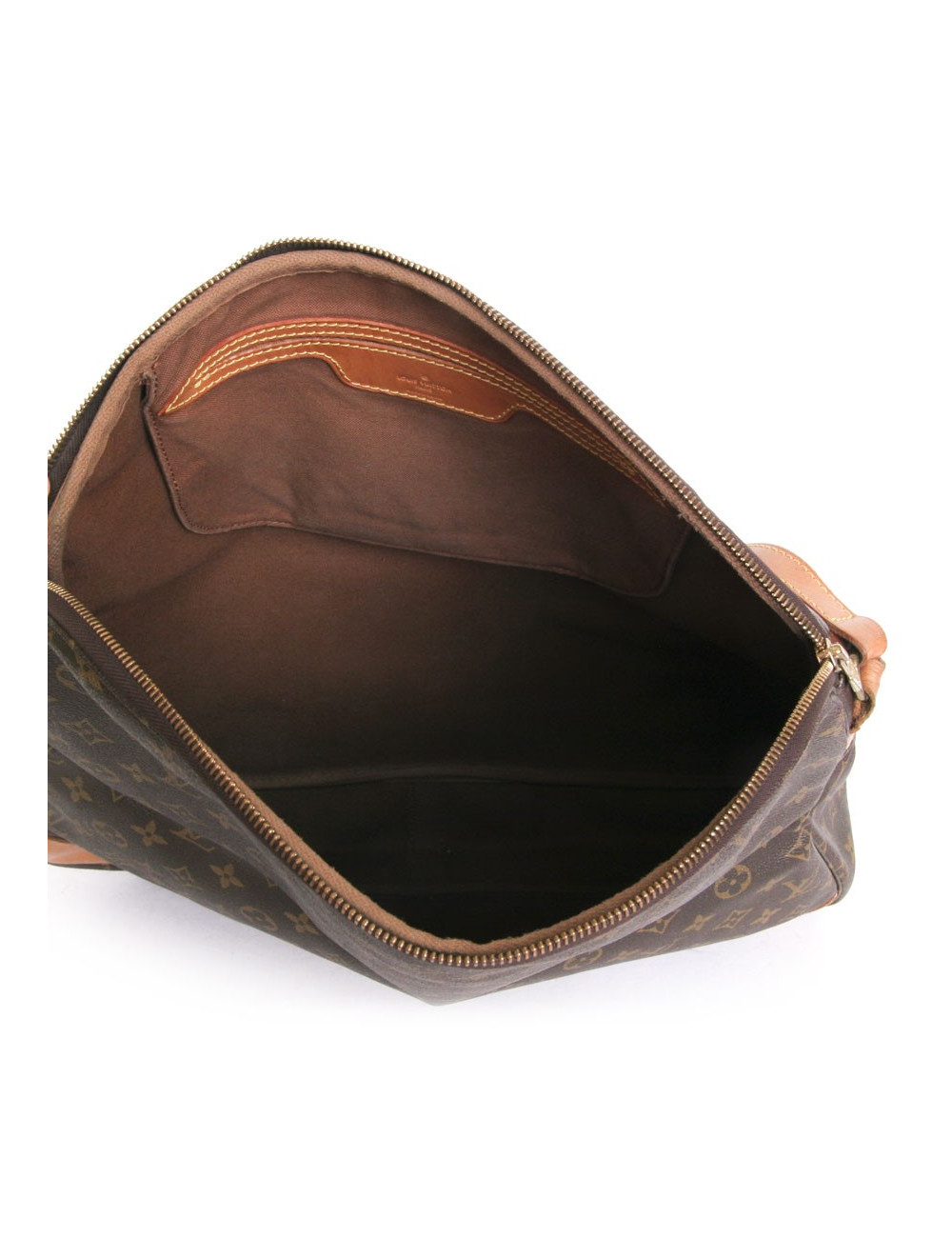 Sac de voyage besace LOUIS VUITTON en tissu enduit et cuir