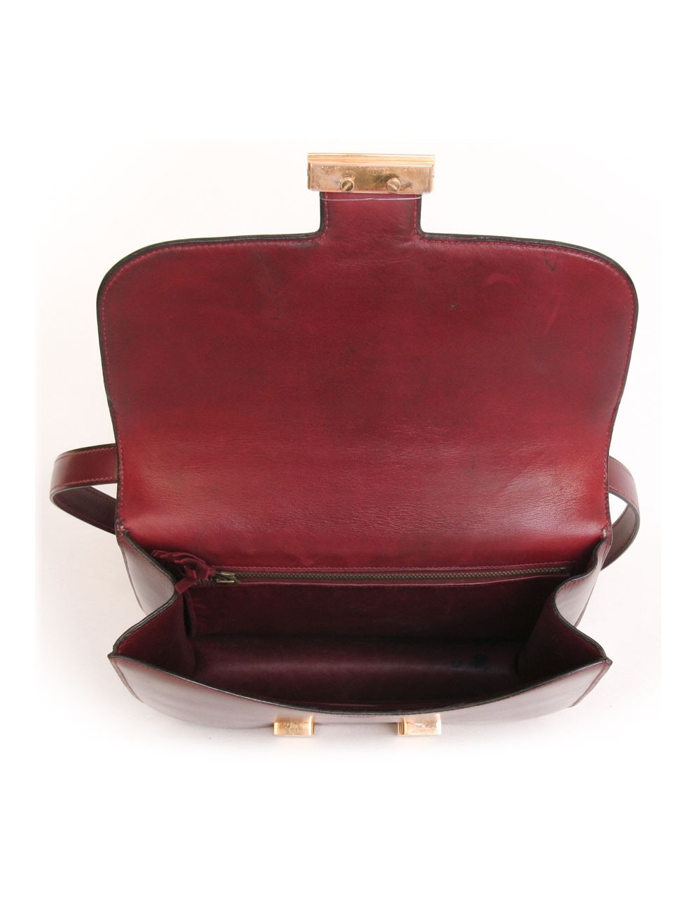 Sac Constance HERMES en cuir box rouge H Vintage