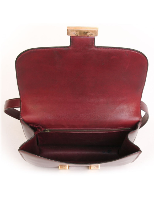 Sac Constance HERMES en cuir box rouge H Vintage