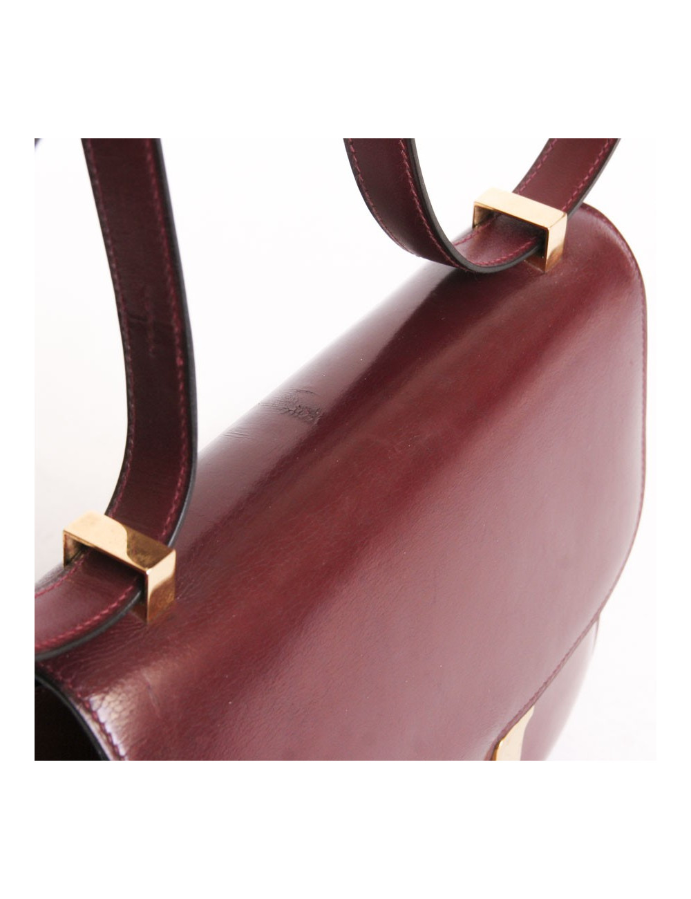 Sac Constance HERMES en cuir box rouge H Vintage