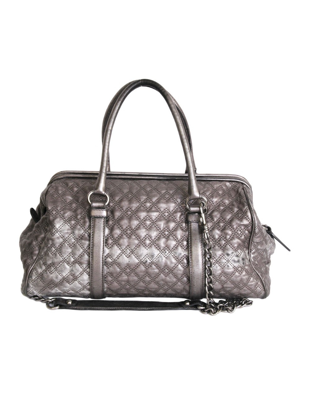 Sac bowling  D & G DOLCE & GABBANA en cuir matelassé argenté