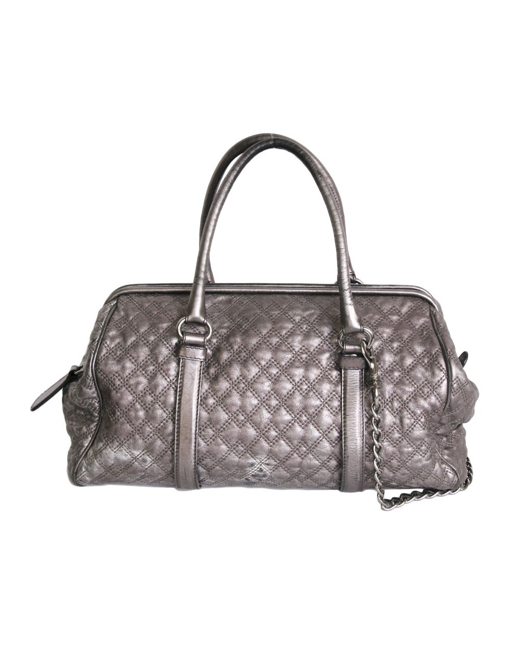 Bag bowling D & G DOLCE & GABBANA silver quilted leather