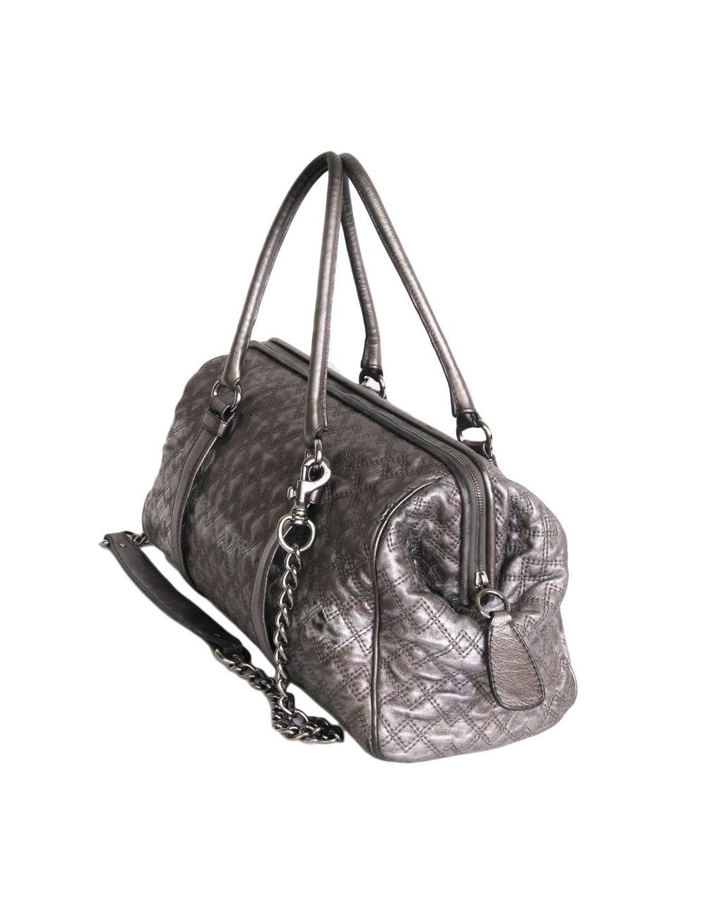 Bag bowling D & G DOLCE & GABBANA silver quilted leather
