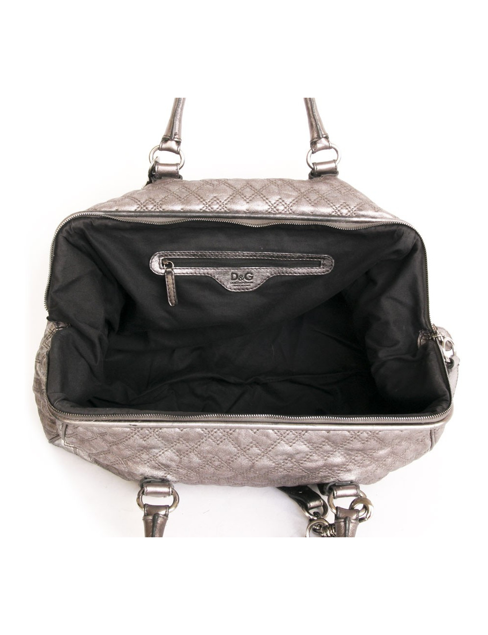 Sac bowling  D & G DOLCE & GABBANA en cuir matelassé argenté